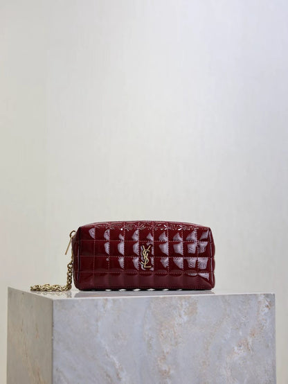 Saint Laurent Burgundy Patent Leather Bag