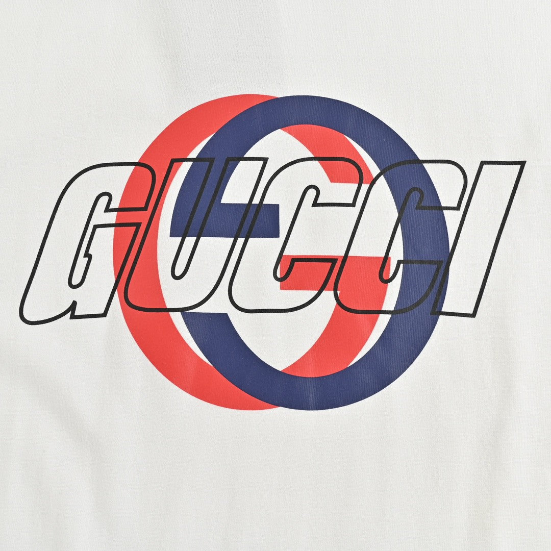 G*u*i white t-shirt with overlapping logo