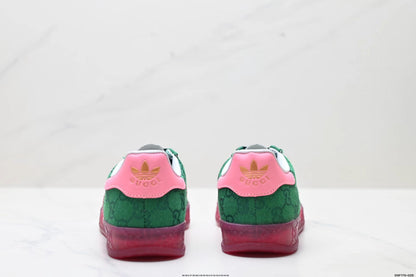 Collaborative Training Shoe in Green/Pink: Neo-Retro Fusion