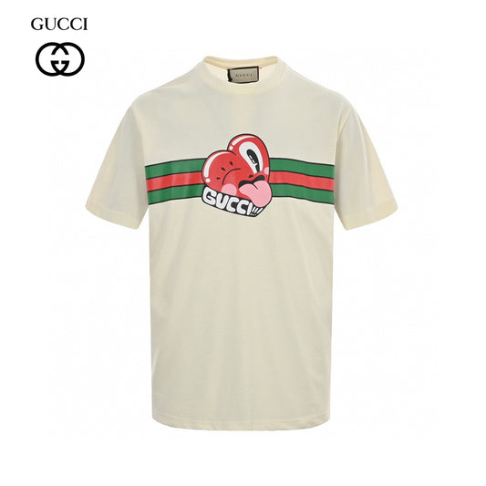 Gucci Cream T-Shirt with Heart Graphic