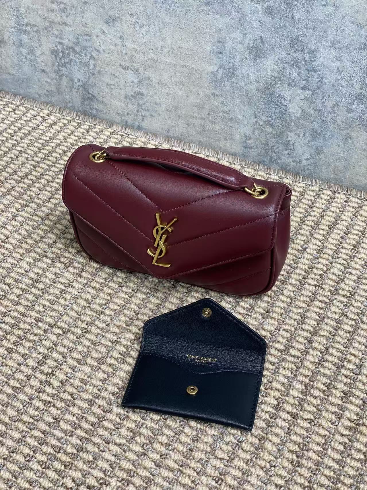 Saint Laurent Red Lambskin Chain Bag