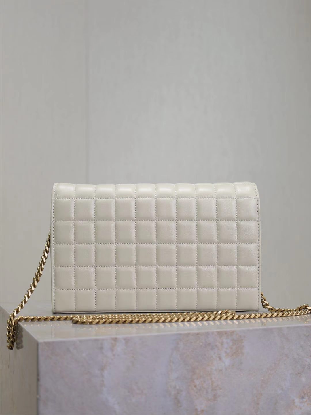 Saint Laurent White Quilted Lambskin Bag