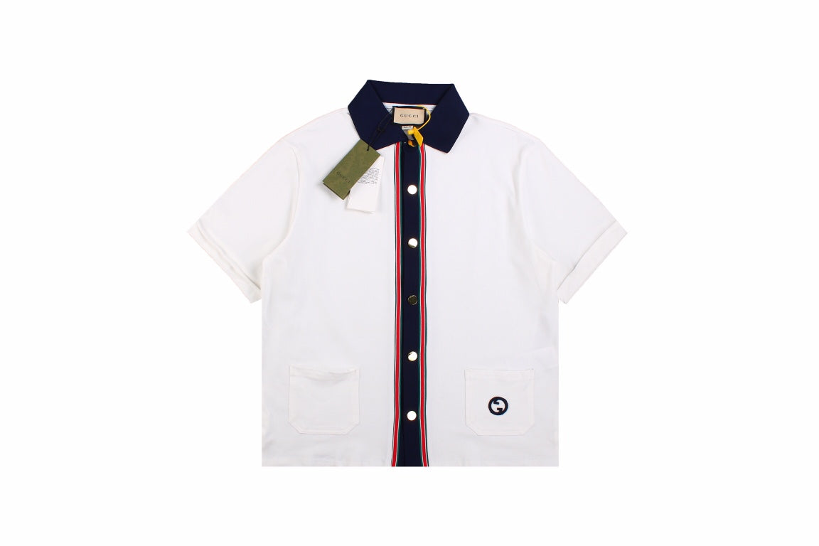 G*u*i contrast collar shirt