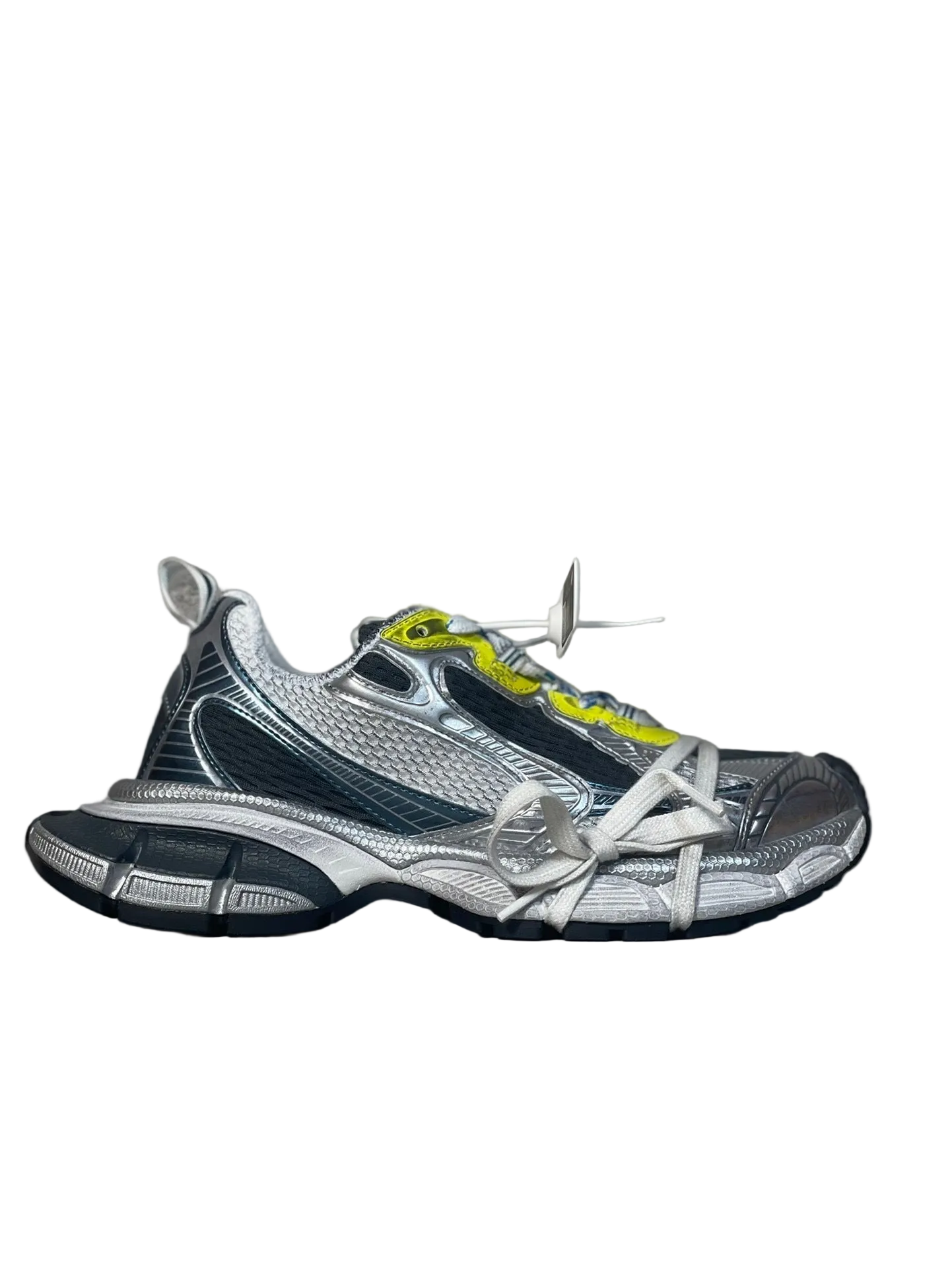 Balenciaga Sneaker in Silver/Yellow/Blue: Hyper-Chromatic Velocity
