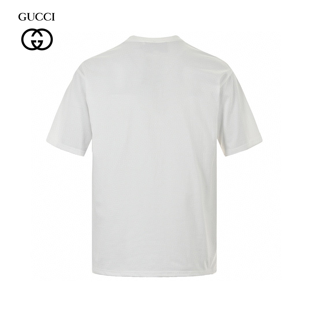 G*u*i white t-shirt with bold logo