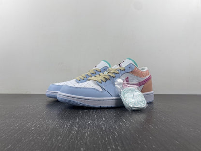 Air Jordan 1 Low "White Jade / Pink Stitch"