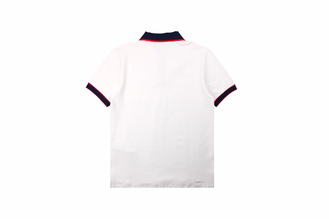 G*u*i polo shirt with web collar (white)