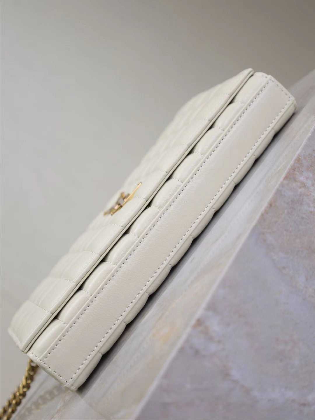 Saint Laurent White Quilted Lambskin Bag