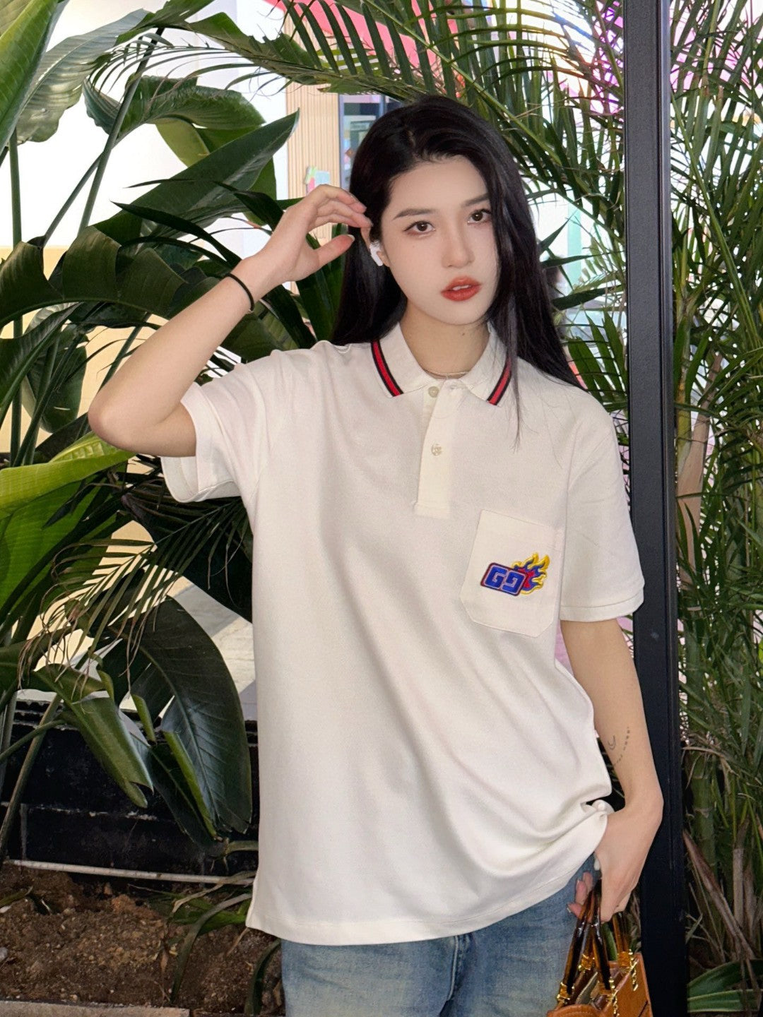 G*u*i flame logo polo shirt