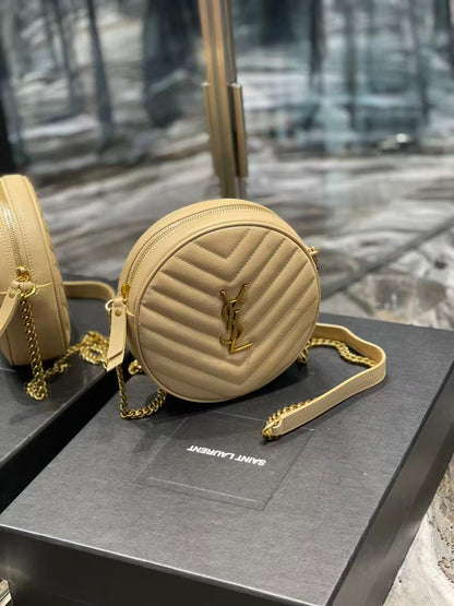Saint Laurent Beige Small Round Bag