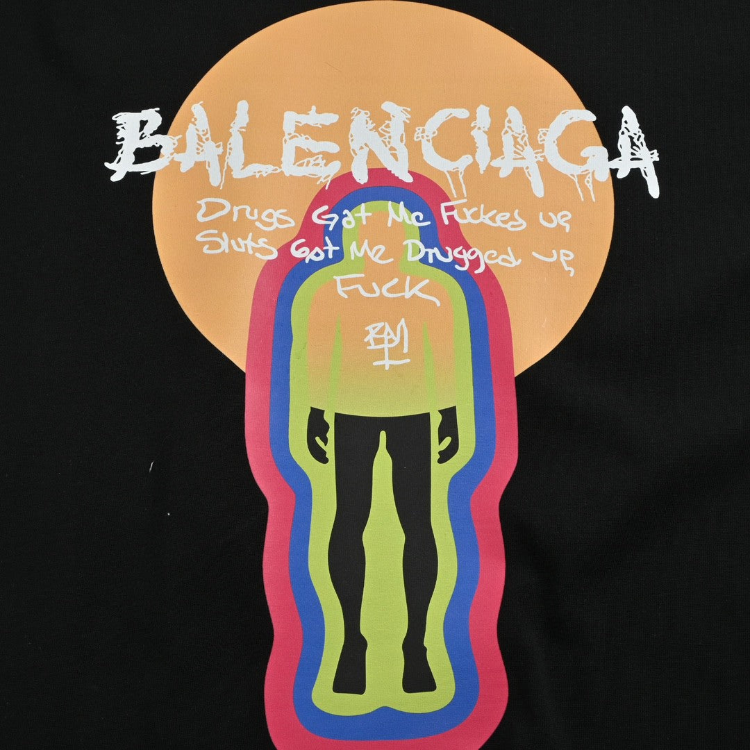 Ba*len*cia*ga black t-shirt with graphic design