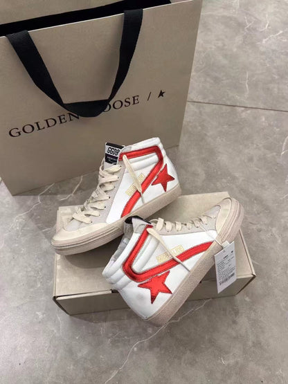 Golden Goose Slide High-Top Red Canvas Sneaker