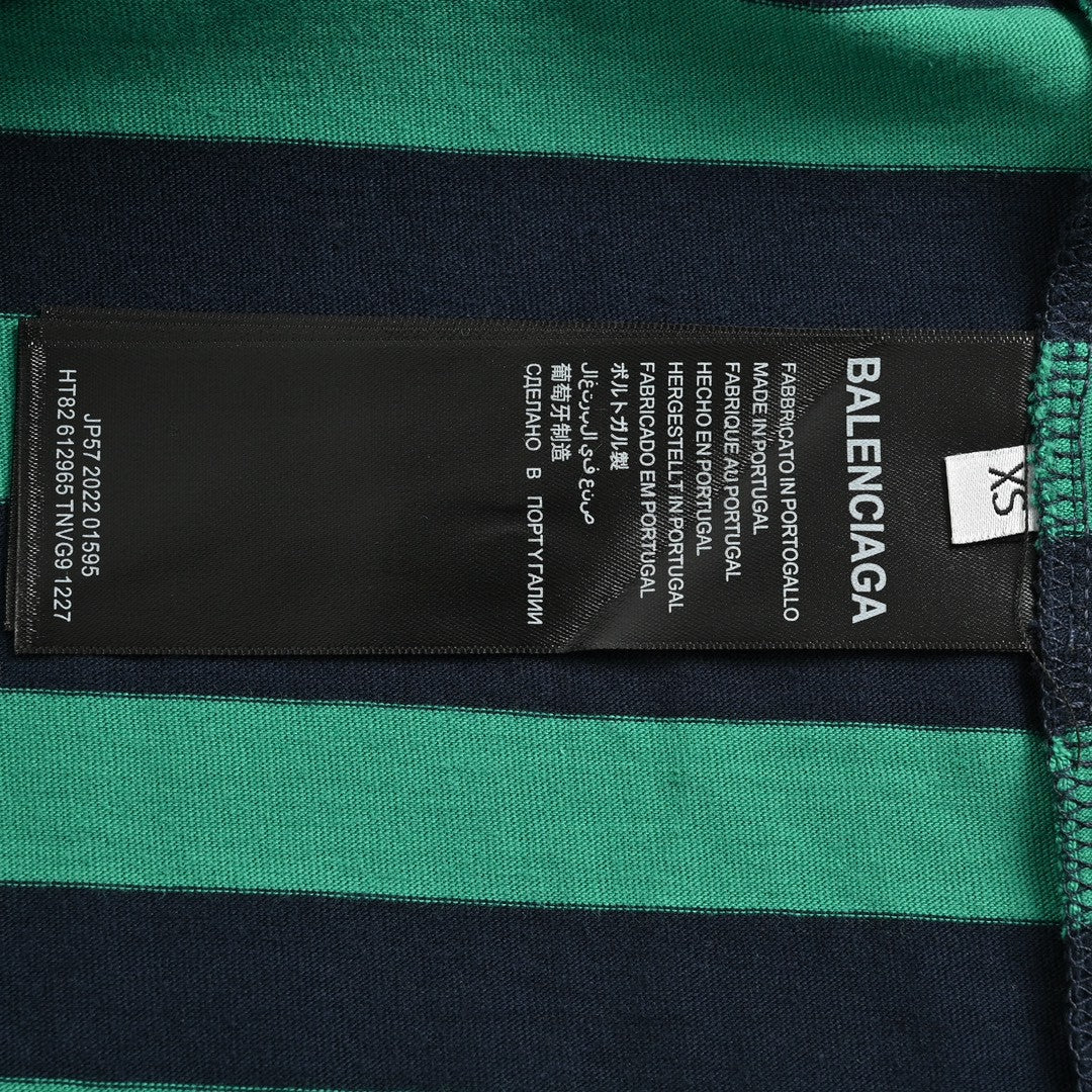 Ba*len*cia*ga green and black striped t-shirt