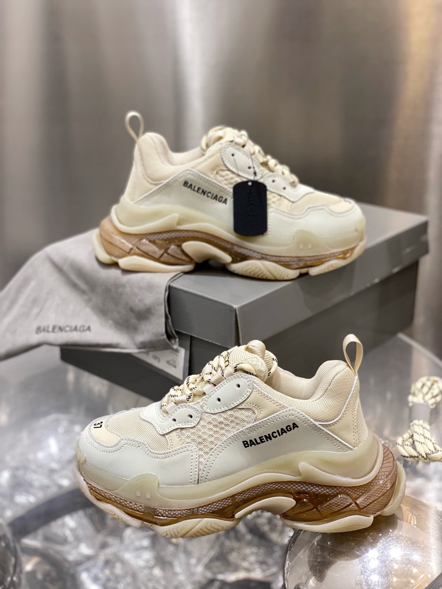 Balenciaga in Oatmeal/White/Gold: Gilded Neutrals
