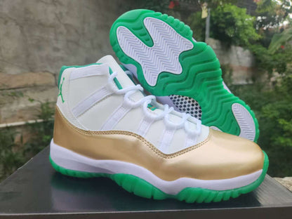 AIR JORDAN 11 RETRO "PLATINUM / GREEN GLOW"