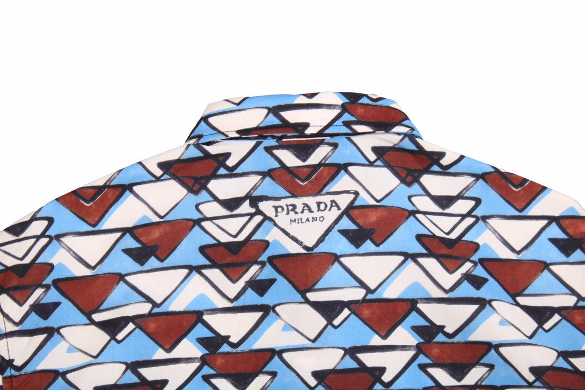 Ba*len*cia*ga patterned short sleeve shirt (blue/brown)