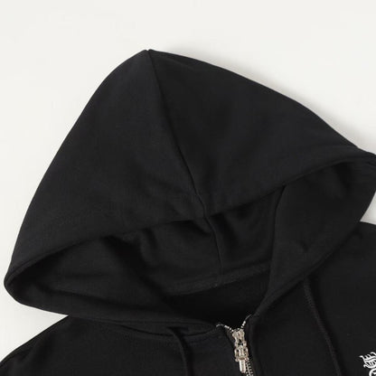 CHROME HEARTS MULTICOLOR CROSS PATCH ZIPPER HOODIE BLACK