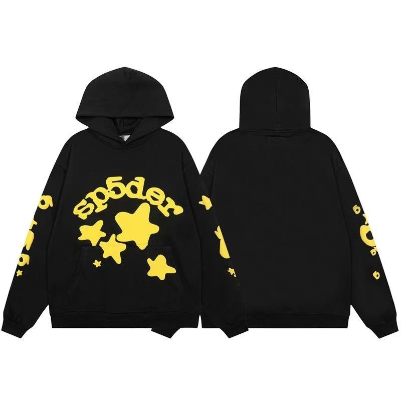 SP5DER Beluga Hoodie in Black/Yellow