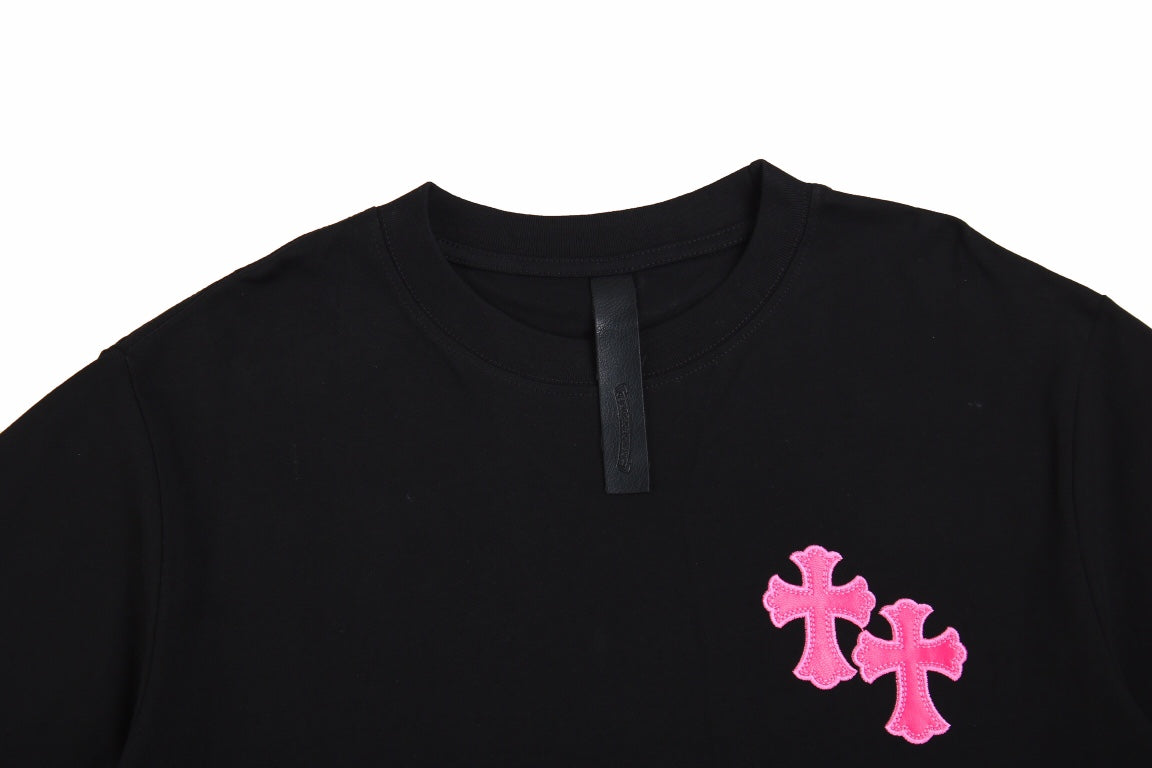 Chrome Hearts Black T-shirt with Pink Graphic Back