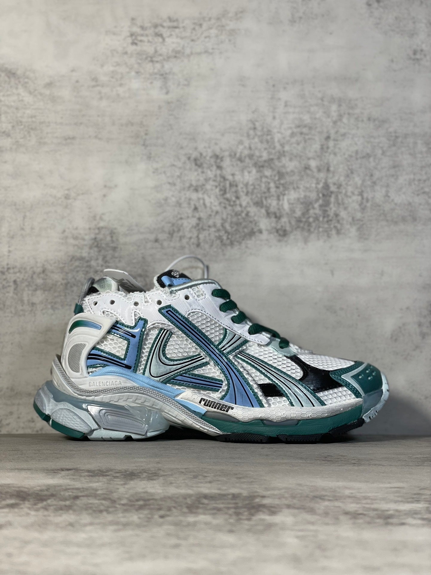 Balenciaga 7.5th Generation Sneaker in White/Green Stripe: Racing Edge