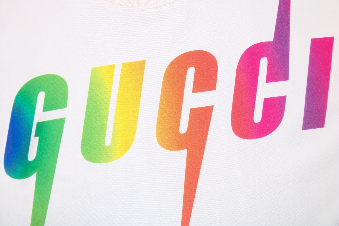 G*u*i rainbow lightning t-shirt (white)