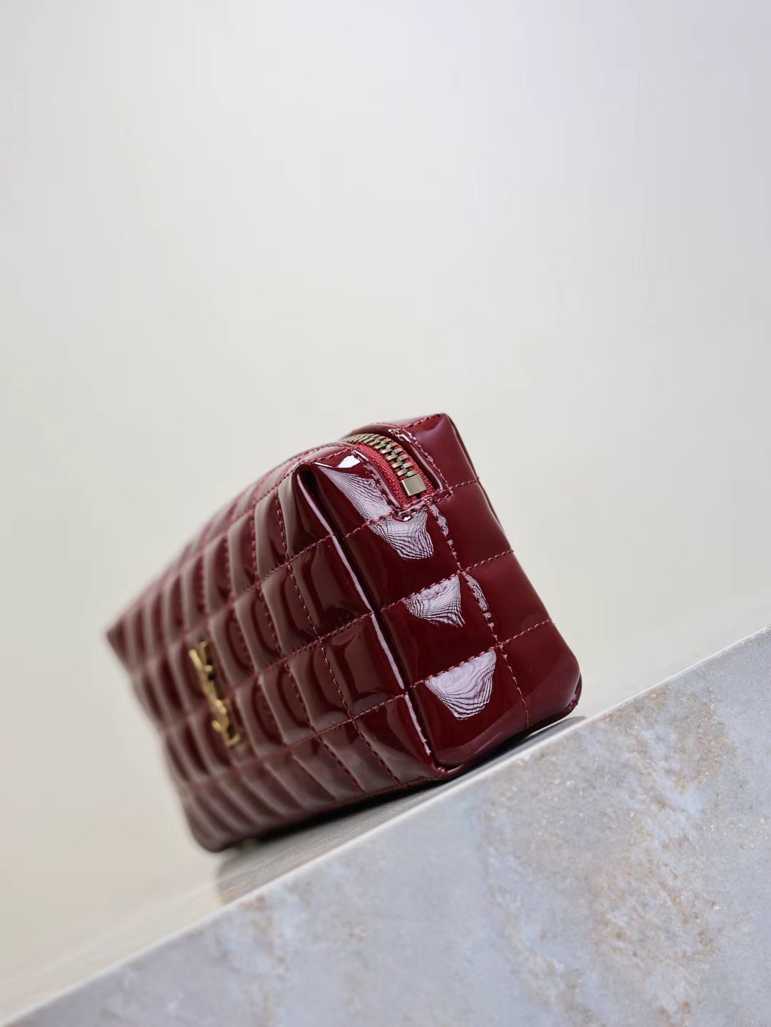Saint Laurent Burgundy Patent Leather Bag