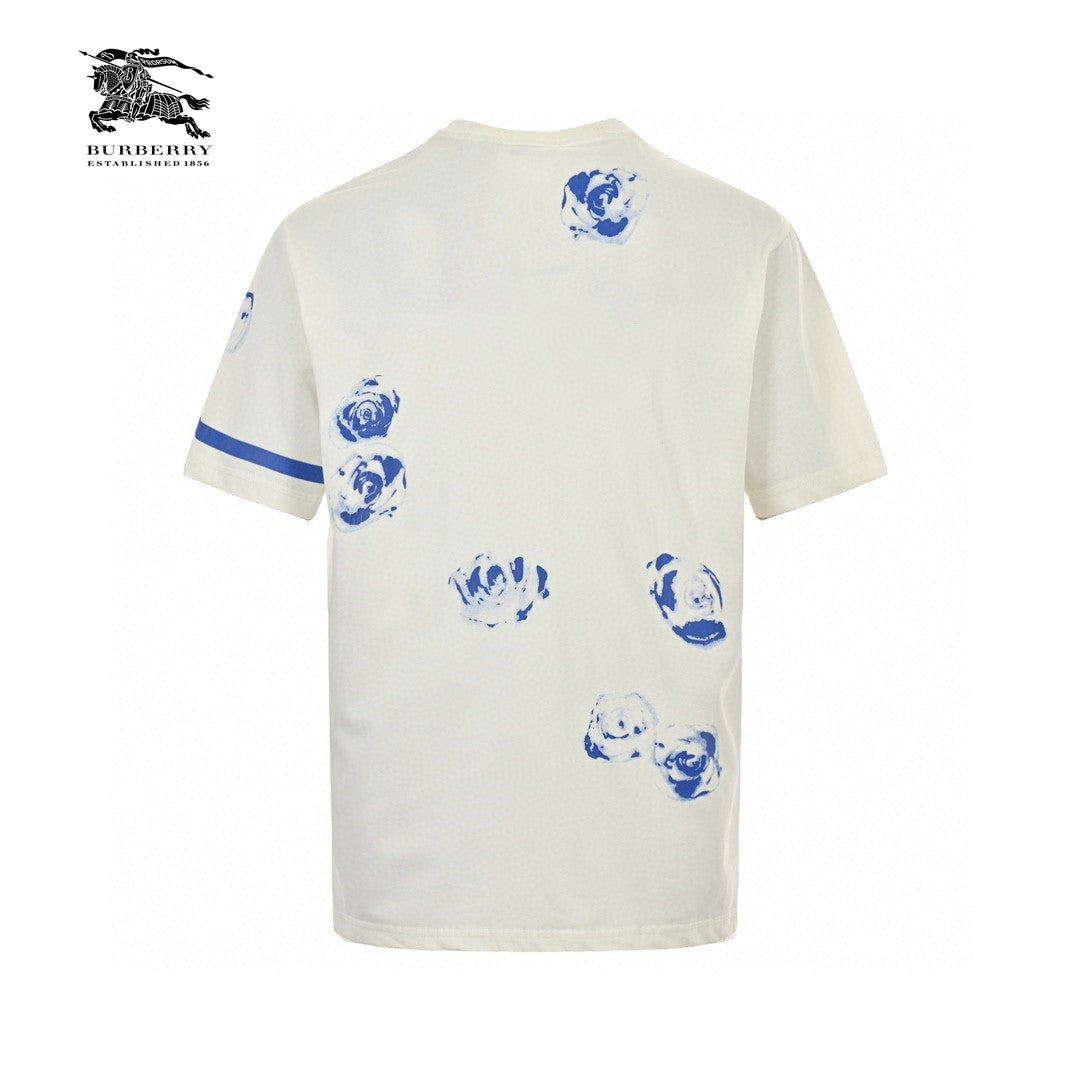 Burberry White T-Shirt with Blue Design