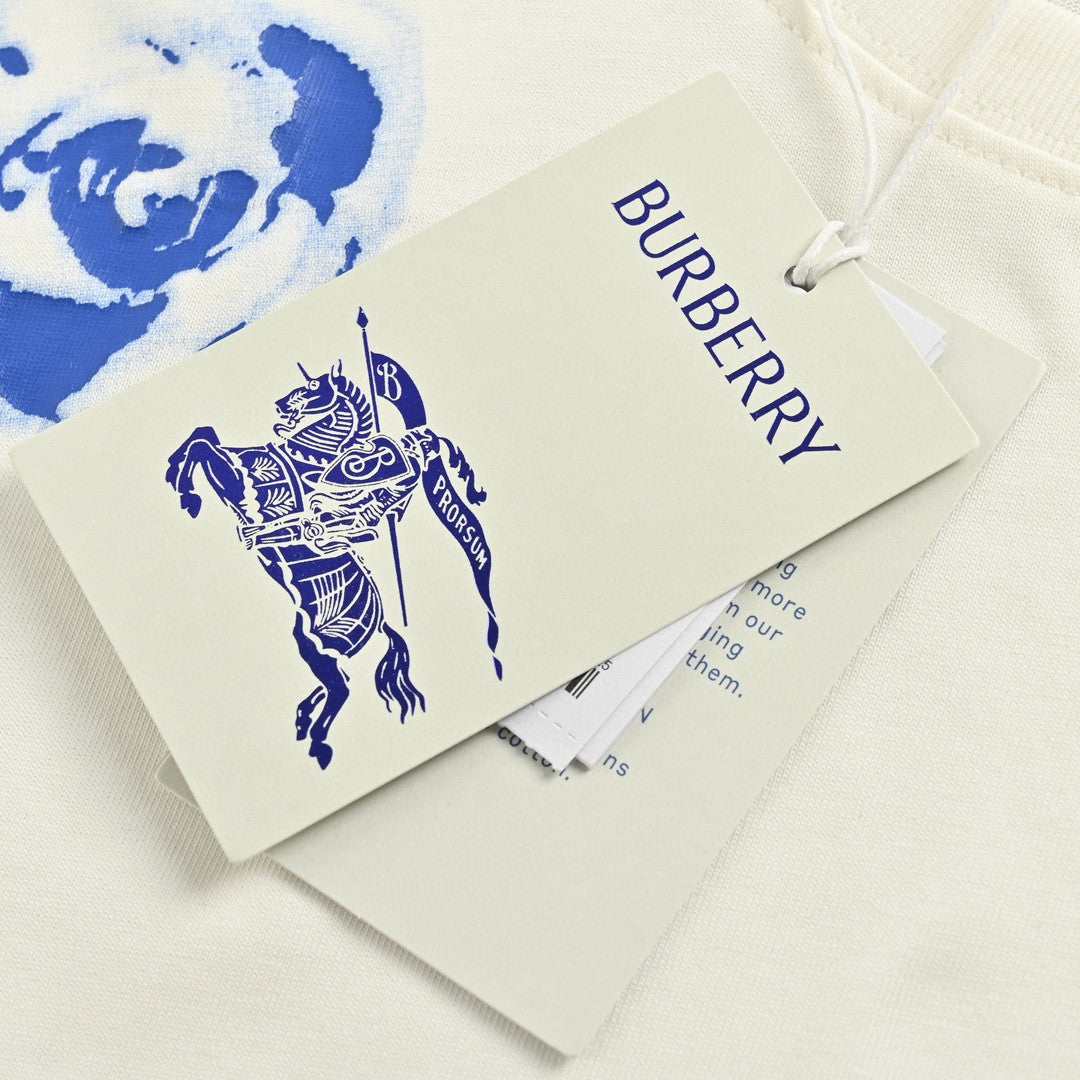 Burberry White T-Shirt with Blue Design