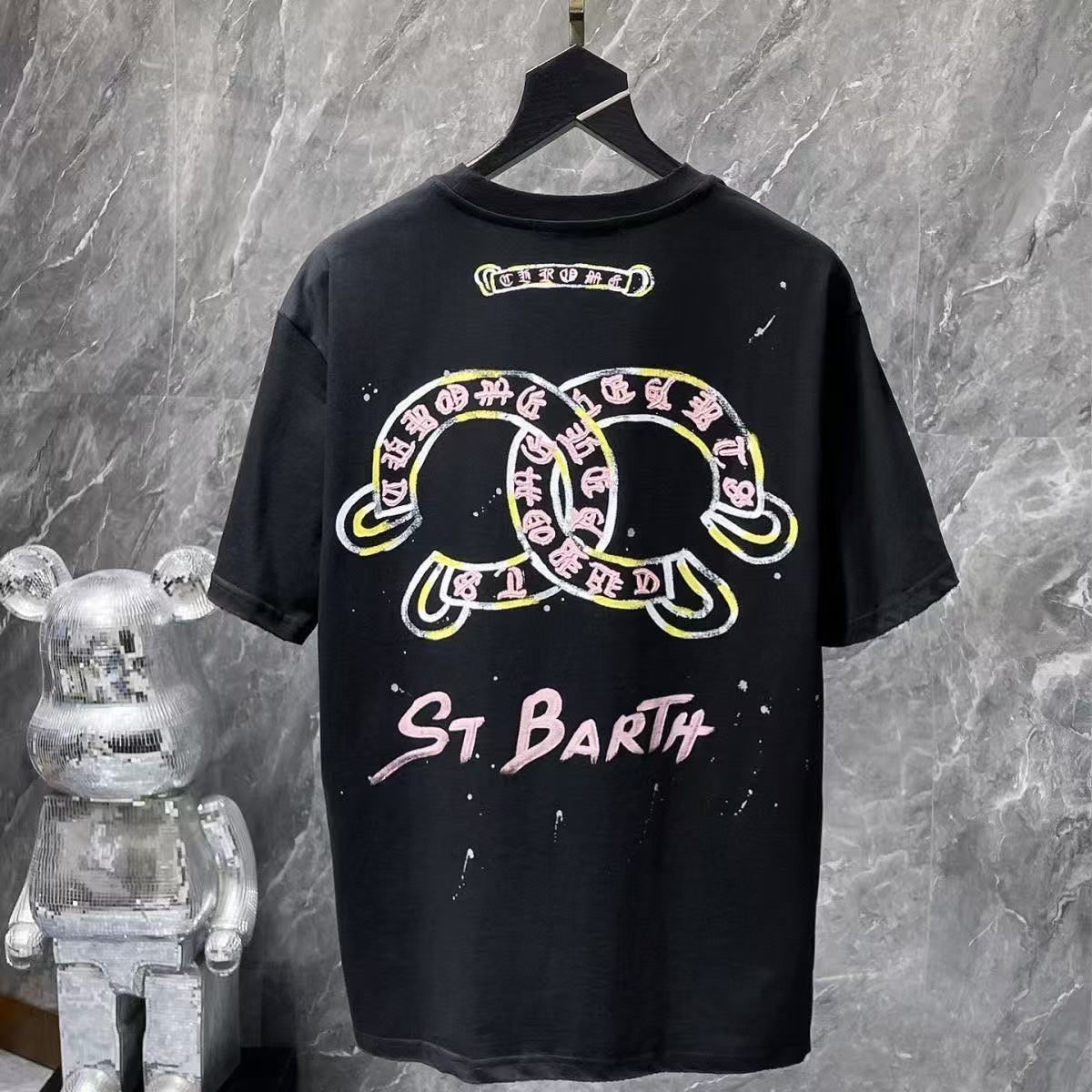 Chrome Hearts Classic Crewneck T-Shirt in Black/Yellow/Pink
