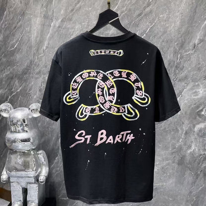Chrome Hearts Classic Crewneck T-Shirt in Black/Yellow/Pink
