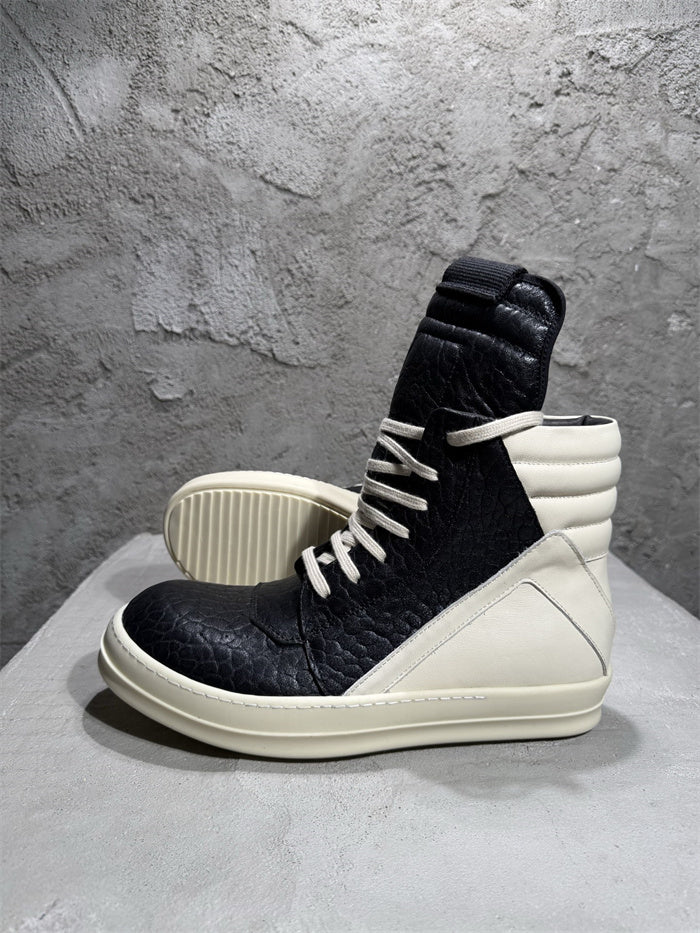 Rick Owens Geobasket Sneakers in Black/White