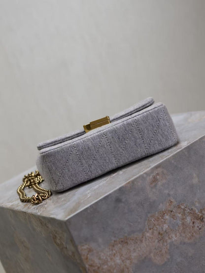 Saint Laurent Grey Knit Bag