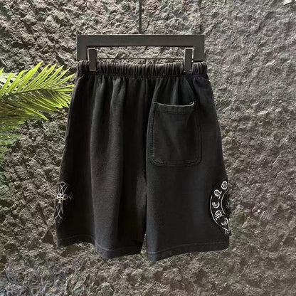CHROME HEARTS WHITE EMBROIDERY SHORTS BLACK
