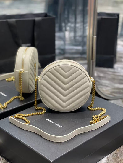 Saint Laurent White Small Round Bag