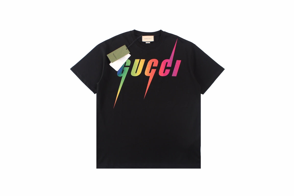 G*u*i rainbow lightning t-shirt (black)