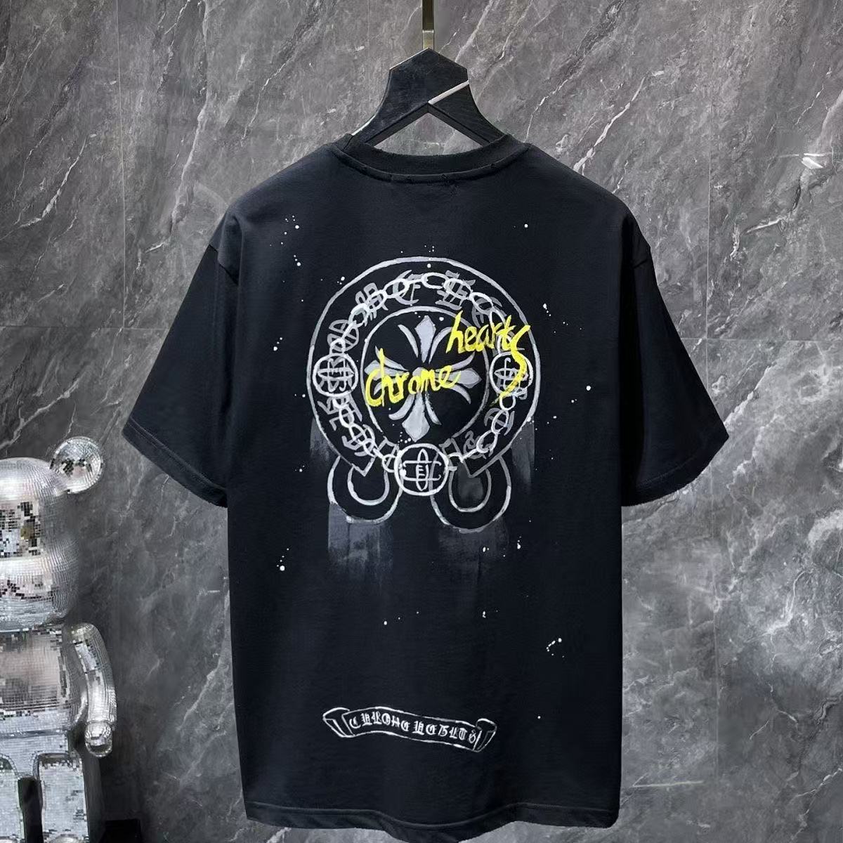 Chrome Hearts Classic Crewneck T-Shirt in Black/White/Yellow