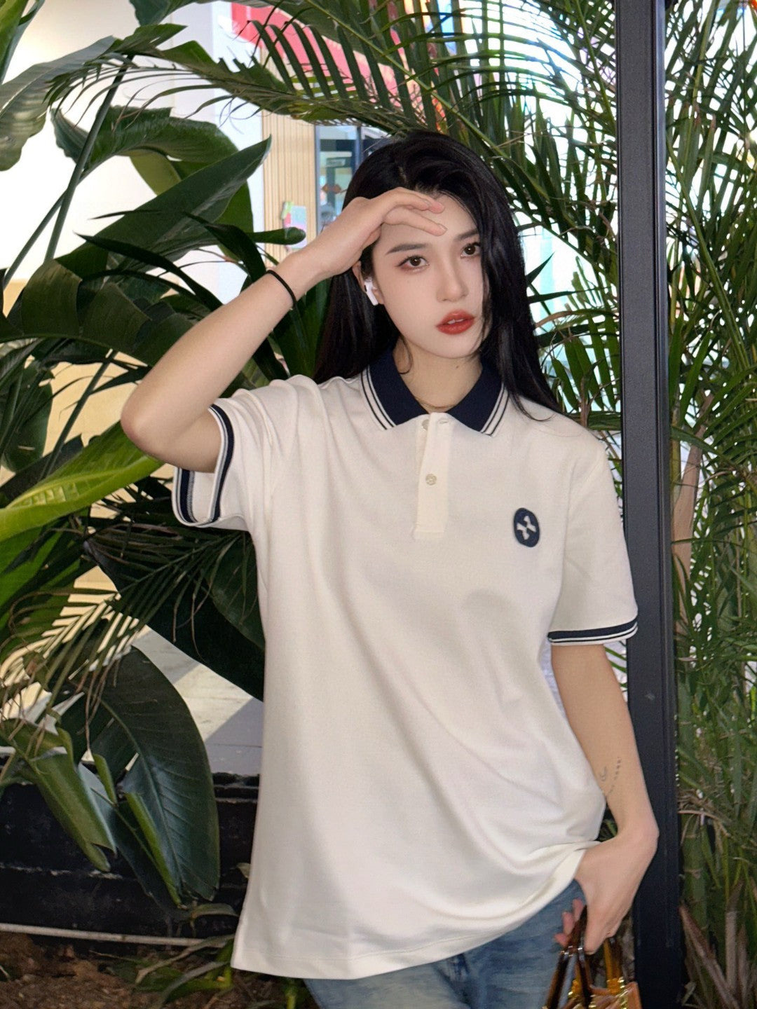 Pra*a logo patch polo shirt