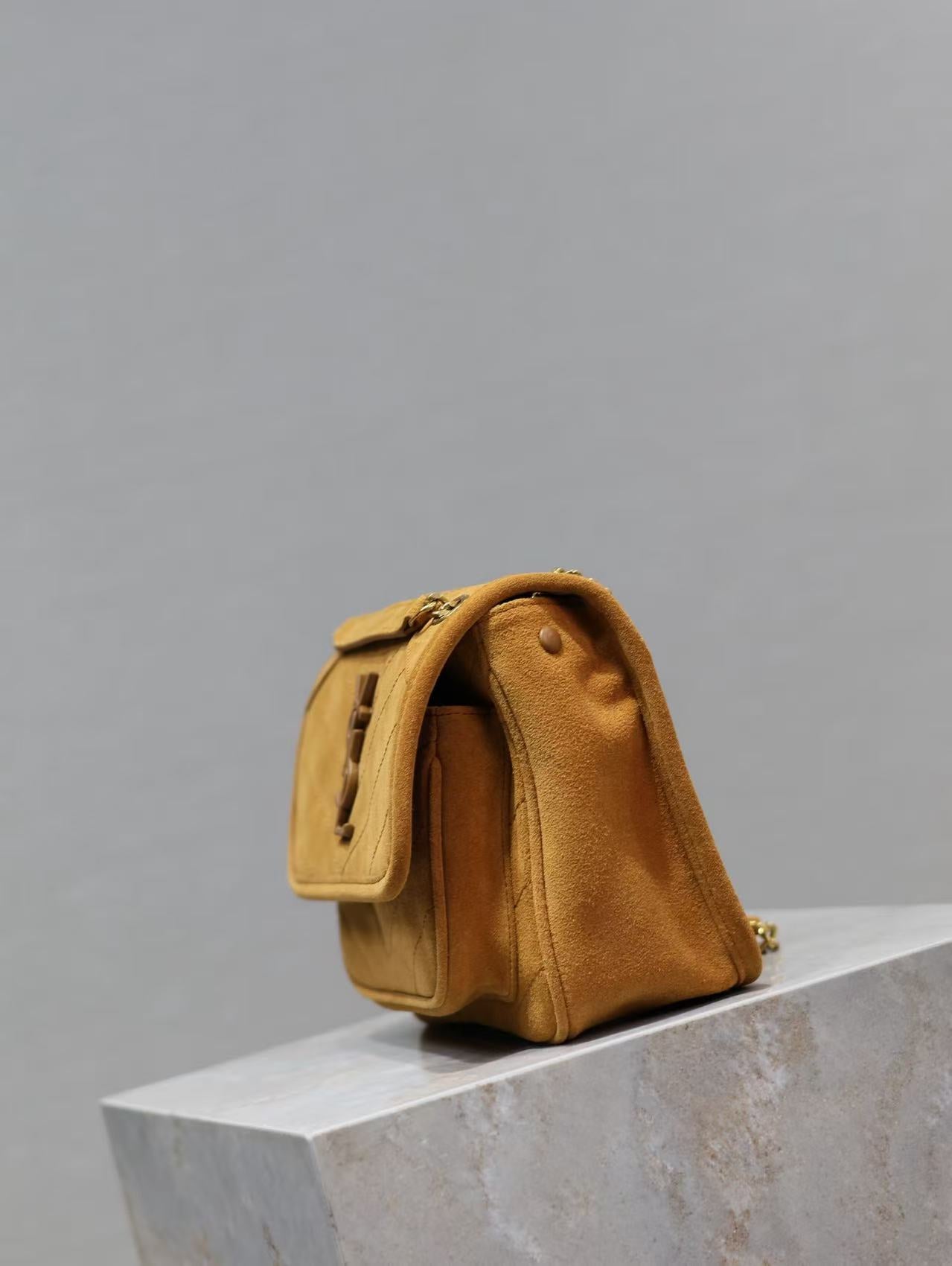 Saint Laurent Earthy Yellow Grain de Poudre Bag