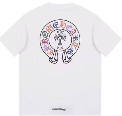 CHROME HEARTS MULTICOLOR HORSE SHOE LOGO T-SHIRT WHITE