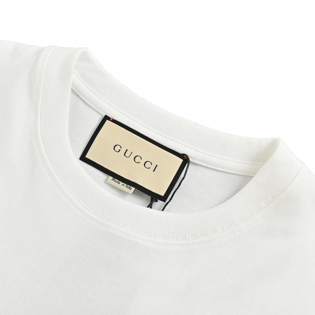 G*u*i white t-shirt with bold logo