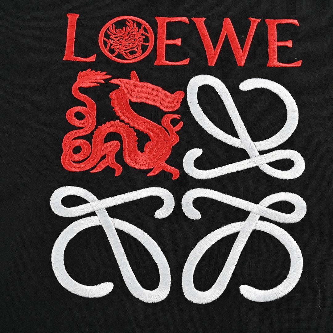 Loewe Black T-Shirt with Red and White Logo