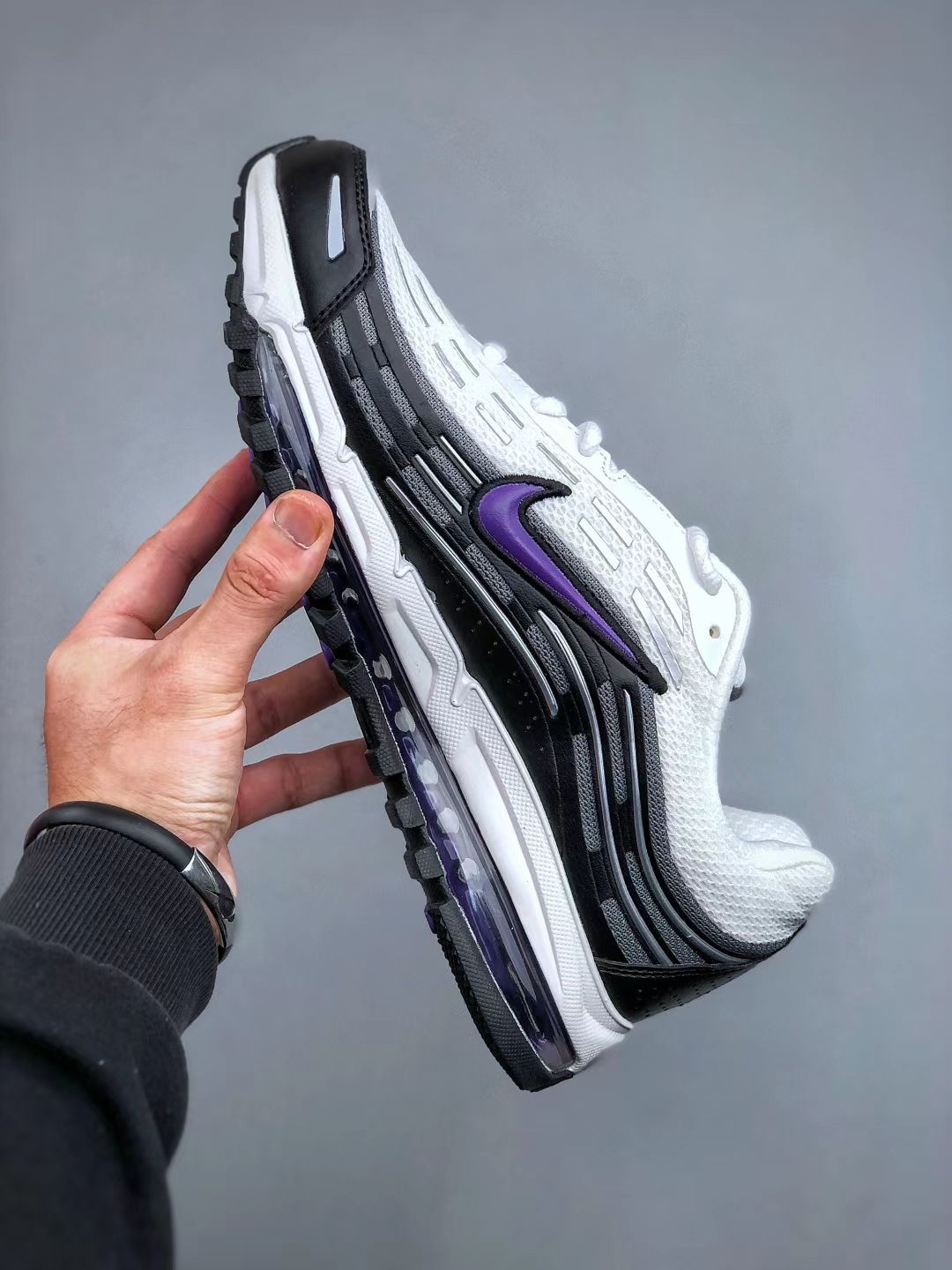 Nike Air Max in White/Black/Purple: Chromatic Tension