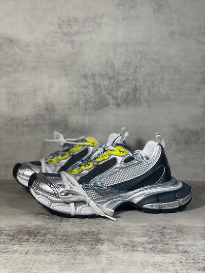 Balenciaga Sneaker in Silver/Yellow/Blue: Hyper-Chromatic Velocity