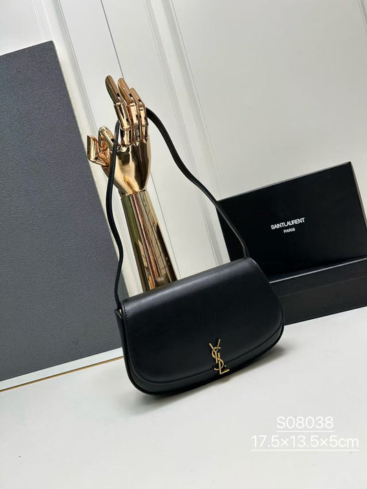 Saint Laurent Black Bag with Gold Closure