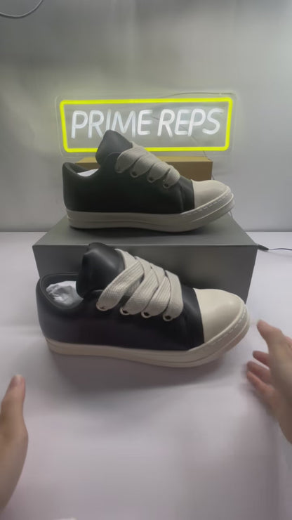 Rick Owens Black and White Low-Top Sneakers