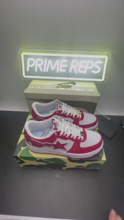 BAPE STA Low-Top Sneakers in Red and White