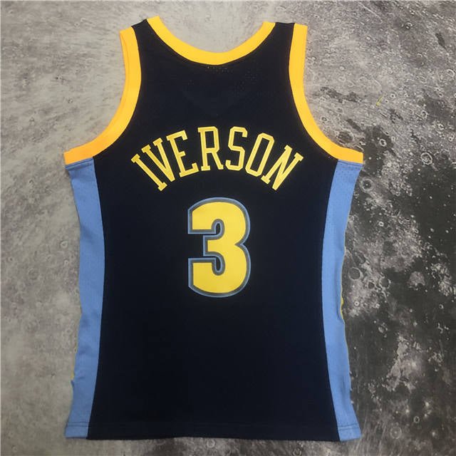 ALLEN IVERSON DENVER NUGGETS THROWBACK JERSEY (HEAT APPLIED) - Prime Reps