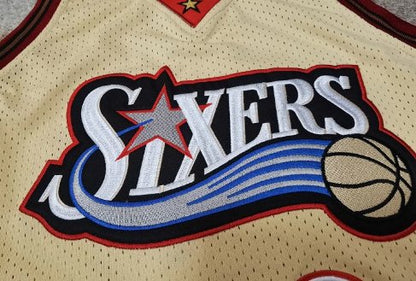 ALLEN IVERSON PHILADELPHIA 76ERS GOLD THROWBACK JERSEY - Prime Reps