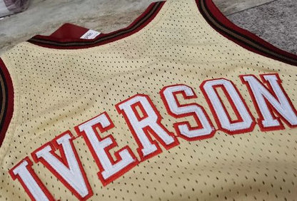 ALLEN IVERSON PHILADELPHIA 76ERS GOLD THROWBACK JERSEY - Prime Reps
