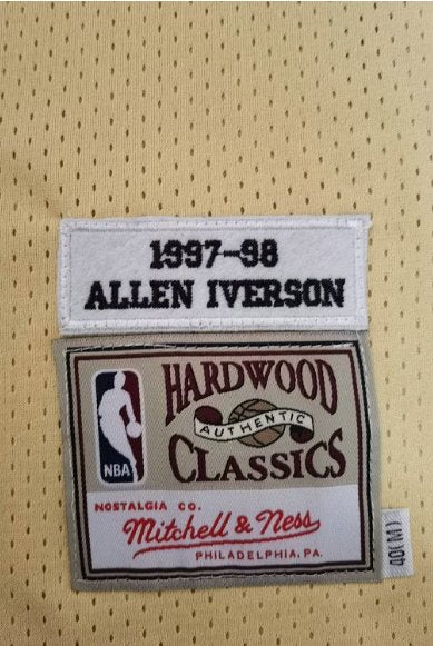 ALLEN IVERSON PHILADELPHIA 76ERS GOLD THROWBACK JERSEY - Prime Reps